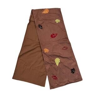 Brown Fall Leaves Thanksgiving Table Runner - 70x14